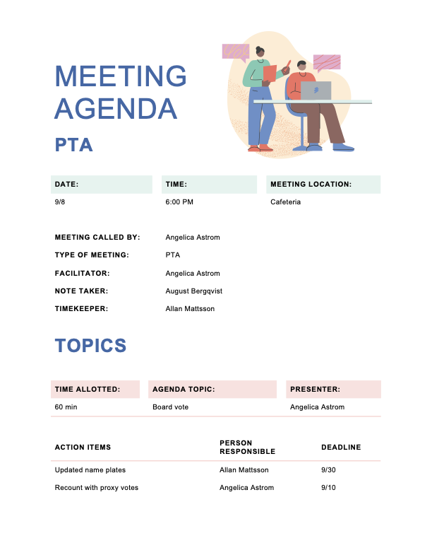 Educational meeting agenda